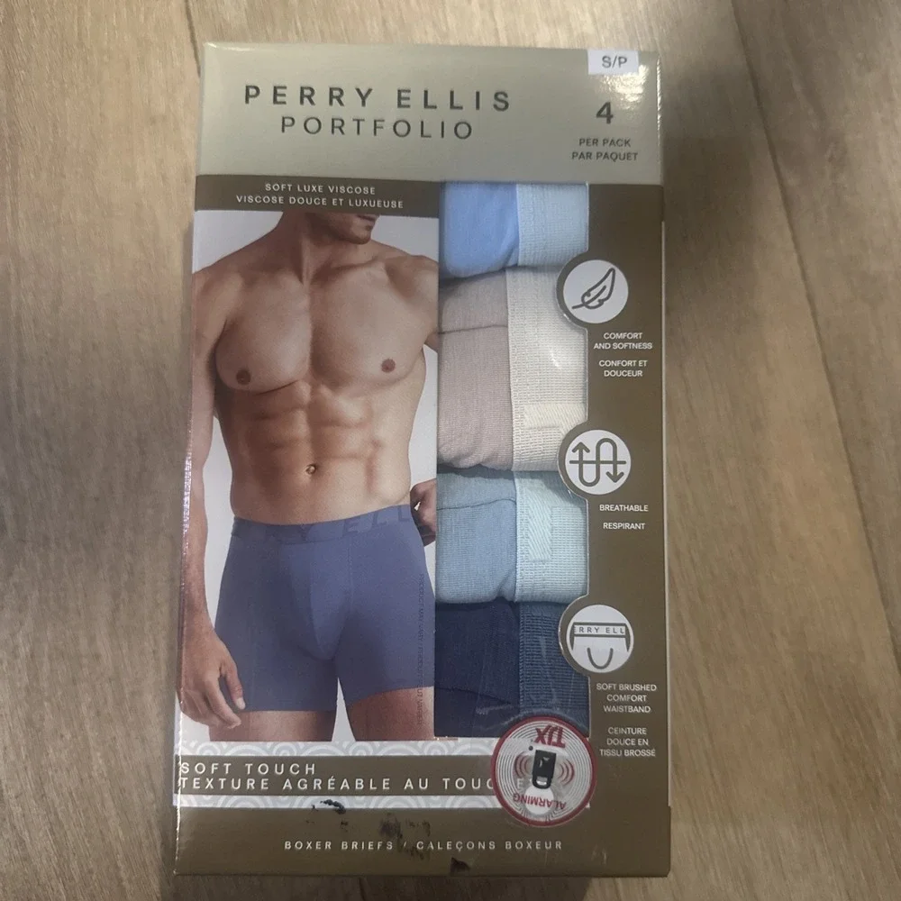 Perry Ellis 4 PACK Soft Luxe Viscose Boxer Briefs Size Small (28-30) Comfort NEW